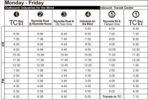 Route 88 Monday-Friday Time Table